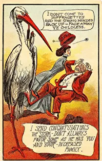 Anti-Suffrage Stork Card