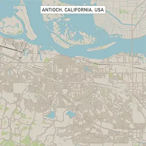 California Prints: Antioch California US City Street Map