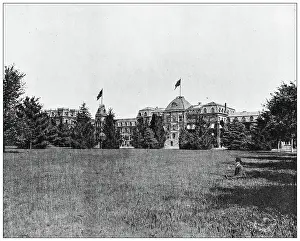 Antique black and white photograph of American landmarks: Vassar College, Poughkeepsie, New York
