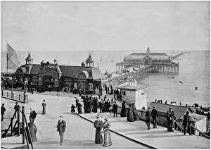 A fascinating collection of images featuring great British piers: Antique black and white photograph of England and Wales: Southend on sea pier