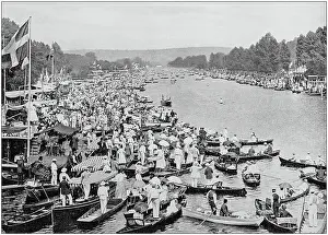 Cityscape Prints: Antique black and white photograph of England and Wales: Henley Regatta