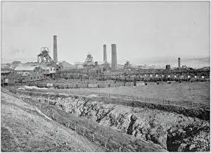 Coal Mine Prints: Antique black and white photograph of England and Wales: Hoyland Silkstone Collieries