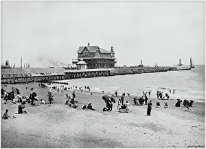 Cityscape Prints: Antique black and white photograph of England and Wales: Lowestoft Pier