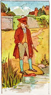 Antique children book illustrations: Boy outdoor