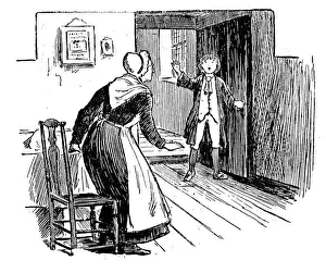 Calling Prints: Antique children book illustrations: Boy and woman