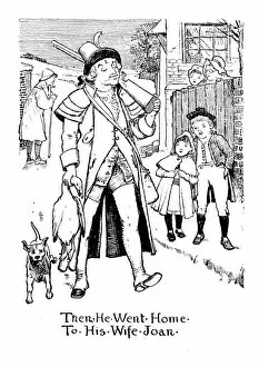 Images Dated 27th February 2018: Antique children book illustrations: Hunter with duck