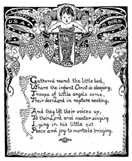 Baby Jesus Prints: Antique children book illustrations: Nativity poem