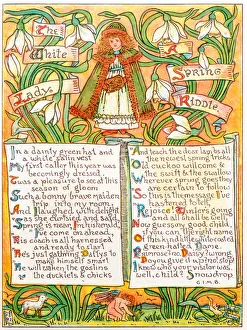 Images Dated 27th February 2018: Antique children book illustrations: The white lady, a spring riddle