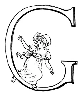 Prints of Antique children spelling book illustrations: Alphabet letter G Antique Children Book Illustration Prints: Antique children spelling book illustrations: Alphabet letter G