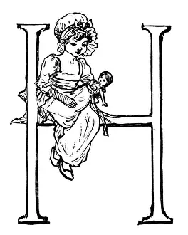 Prints of Antique children spelling book illustrations: Alphabet letter H Antique Children Book Illustration Prints: Antique children spelling book illustrations: Alphabet letter H