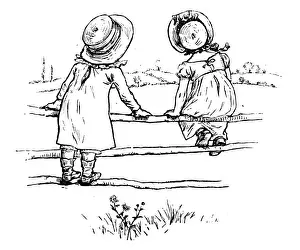 Prints of Antique children spelling book illustrations: Fence Antique Children Book Illustration Prints: Antique children spelling book illustrations: Fence