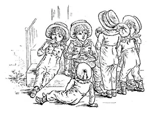 Prints of Antique children spelling book illustrations: Group Antique Children Book Illustration Prints: Antique children spelling book illustrations: Group