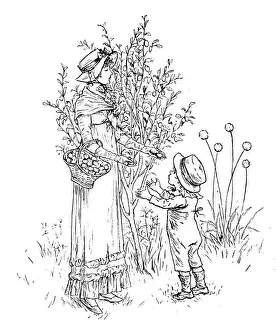 Antique children spelling book illustrations: Harvesting