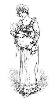 Prints of Antique children spelling book illustrations: Mother and baby Antique Children Book Illustration Prints: Antique children spelling book illustrations: Mother and baby