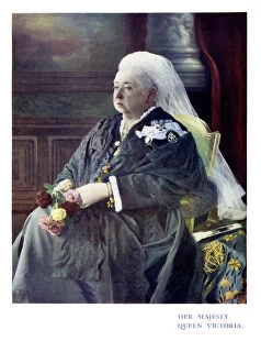 Queen Victoria (r. 1819-1901) Gallery: Antique color portrait of Queen Victoria
