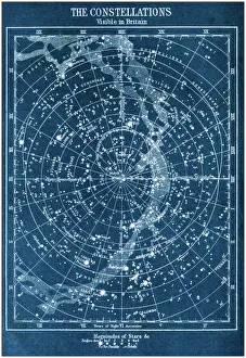 Sketch Prints: Antique colored illustrations: The constellations visible in Britain