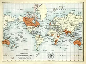 Images Dated 22nd April 2014: Antique Commercial Map of the World