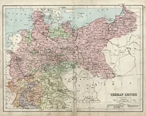German Culture Gallery: Antique damaged map of German Empire 19th Century