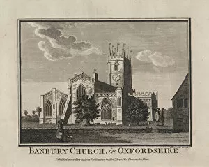 Wales Gallery: Antique engraving of Banbury Church Oxfordshire 1786