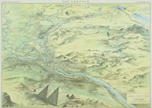 Images Dated 27th April 2006: Antique engraving depicting birds eye view of Cairo