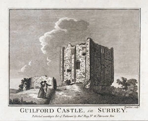 Images Dated 14th April 2014: Antique Engraving of Guilford Castle, Surrey, England