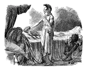 Prints of Antique engraving illustration: Britannia with Columbia Greek Mythology Decor Prints: Antique engraving illustration: Britannia with Columbia