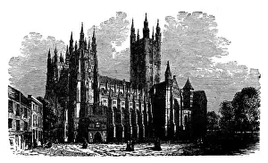 Antique engraving illustration: Canterbury Cathedral