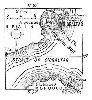 Images Dated 5th June 2017: Antique engraving illustration: Gibraltar
