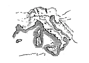 Prints of Antique engraving illustration: Italy Italian Map Prints: Antique engraving illustration: Italy