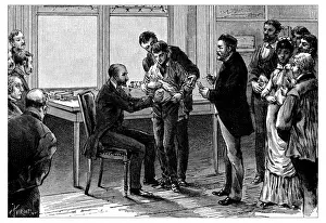 Antique engraving illustration: rabies vaccination