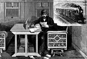 Images Dated 20th October 2016: Antique engraving illustration: train telephone