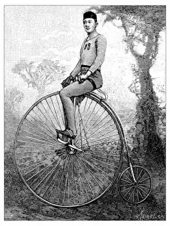 Images Dated 20th October 2016: Antique engraving illustration: velocipede