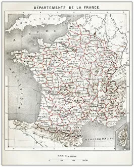 Region Collection: Antique French map of Departments of France