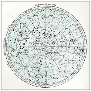 Antique French map of Southern celestial hemisphere star chart