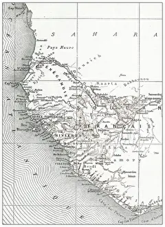 Antique French map of West Africa