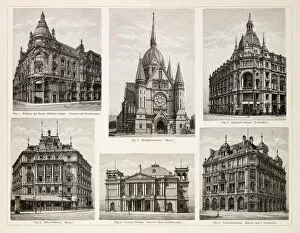 Images Dated 26th June 2015: Antique german buildings engraving 1895