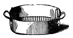 Antique household book engraving illustration: Fish kettle
