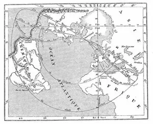 Images Dated 20th June 2013: Antique illustration of 31 december 1861 eclipse map