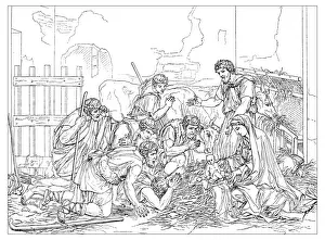 Antique illustration of adoration of the shepherds (Nativity)