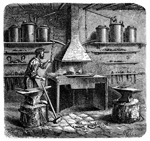 Images Dated 14th September 2015: Antique illustration of blacksmith