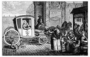 Images Dated 4th April 2016: Antique illustration of carriage run over man