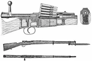 Images Dated 5th December 2015: Antique illustration of cartridge gun mechanism