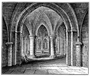 Antique illustration of Crypt, Canterbury Cathedral