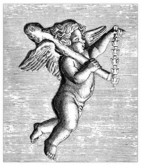 Images Dated 11th February 2016: Antique illustration of Cupid with Heracles club