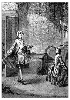Antique illustration of dance music lesson