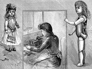 Images Dated 25th February 2014: Antique illustration of Edison talking doll production