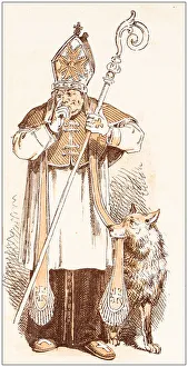 Images Dated 25th April 2019: Antique illustration from fables picture book: The king and the abbot of Canterbury
