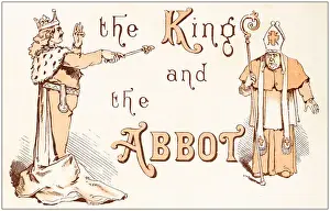 Title Prints: Antique illustration from fables picture book: The king and the abbot of Canterbury