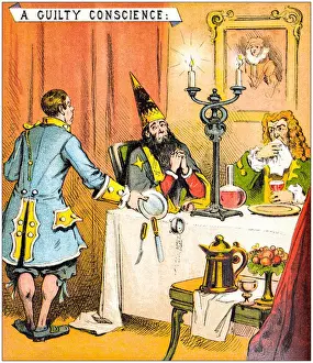 Ballads Prints: Antique illustration from fables picture book: Robin the conjurer