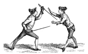 Images Dated 23rd March 2016: Antique illustration of fencing lesson